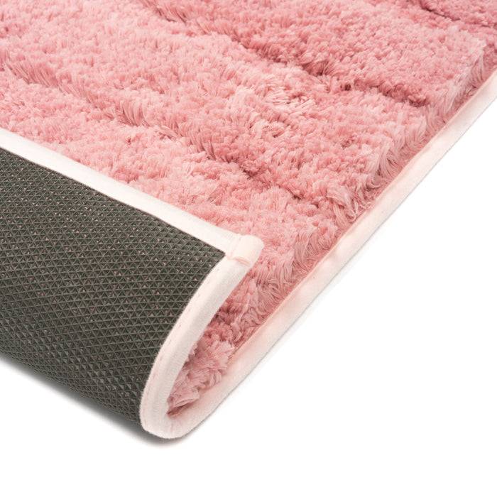 FLOORDIREKT Badematte Shine - Moderner Badeteppich mit weichem Flor - Rutschhemmender TPR-Rücken - 50 x 80 cm - Rosa