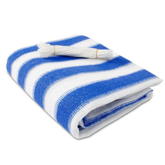 FLOORDIREKT Balkonsichtschutz - Sicht- & Windschutz - Inklusive stabiler Metallösen & Befestigungsschnur - Blau/Weiß - 90 x 500 cm