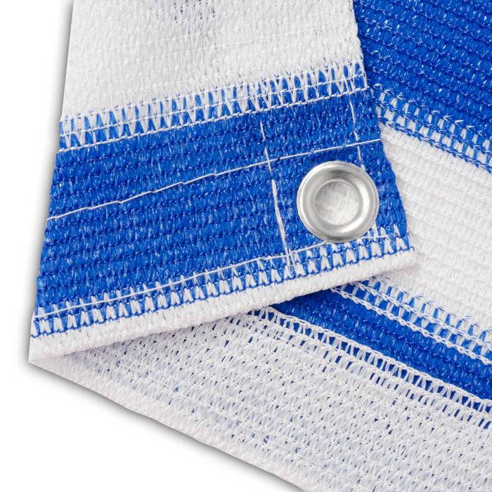 FLOORDIREKT Balkonsichtschutz - Sicht- & Windschutz - Inklusive stabiler Metallösen & Befestigungsschnur - Blau/Weiß - 90 x 500 cm