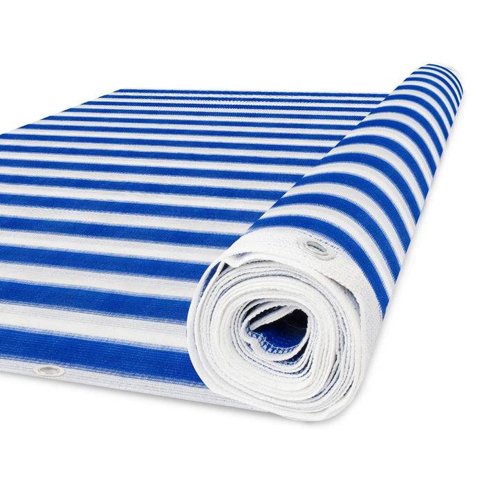 FLOORDIREKT Balkonsichtschutz - Sicht- & Windschutz - Inklusive stabiler Metallösen & Befestigungsschnur - Blau/Weiß - 90 x 500 cm