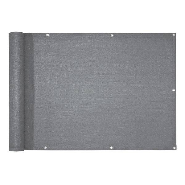FLOORDIREKT Balkonsichtschutz - Sicht- & Windschutz - Inklusive stabiler Metallösen & Befestigungsschnur - Grau - 90 x 500 cm