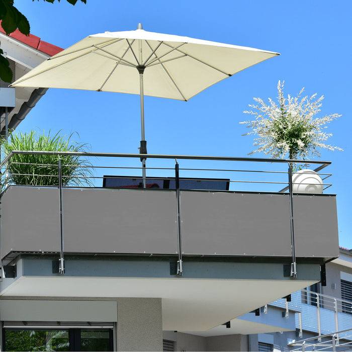 FLOORDIREKT Balkonsichtschutz - Sicht- & Windschutz - Inklusive stabiler Metallösen & Befestigungsschnur - Grau - 90 x 500 cm