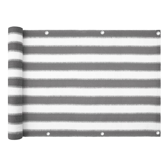 FLOORDIREKT Balkonsichtschutz - Sicht- & Windschutz - Inklusive stabiler Metallösen & Befestigungsschnur - Grau/Weiß - 90 x 500 cm