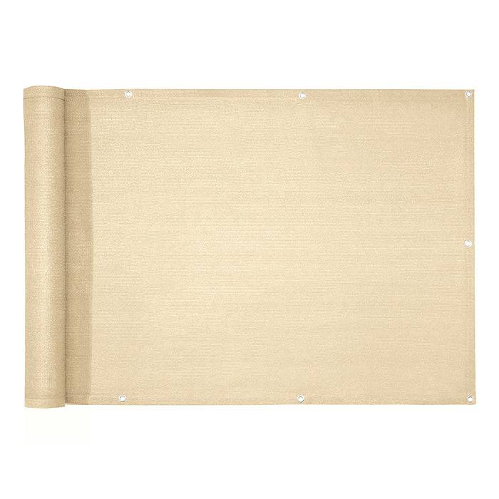 FLOORDIREKT Balkonsichtschutz - Sicht- & Windschutz - Inklusive stabiler Metallösen & Befestigungsschnur - Creme - 90 x 500 cm