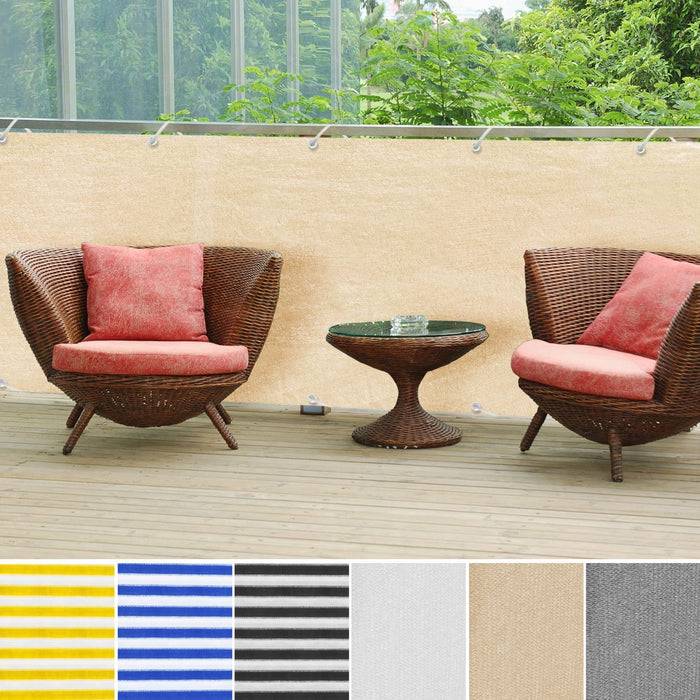 FLOORDIREKT Balkonsichtschutz - Sicht- & Windschutz - Inklusive stabiler Metallösen & Befestigungsschnur - Creme - 90 x 500 cm