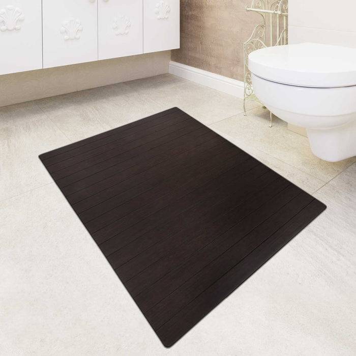 FLOORDIREKT Bambus-Badematte Emma - Robuste Holzbadematte aus Bambus - Langlebig & Rutschfest - 60 x 90 cm - Dunkelbraun