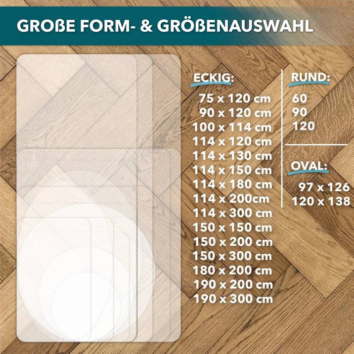 Größe Form- & Größenauswahl: rechteckige Teppiche (75-200 cm Längen), runde Teppiche (60-120 cm) und ovale Teppiche (97x138, 120x126 cm).