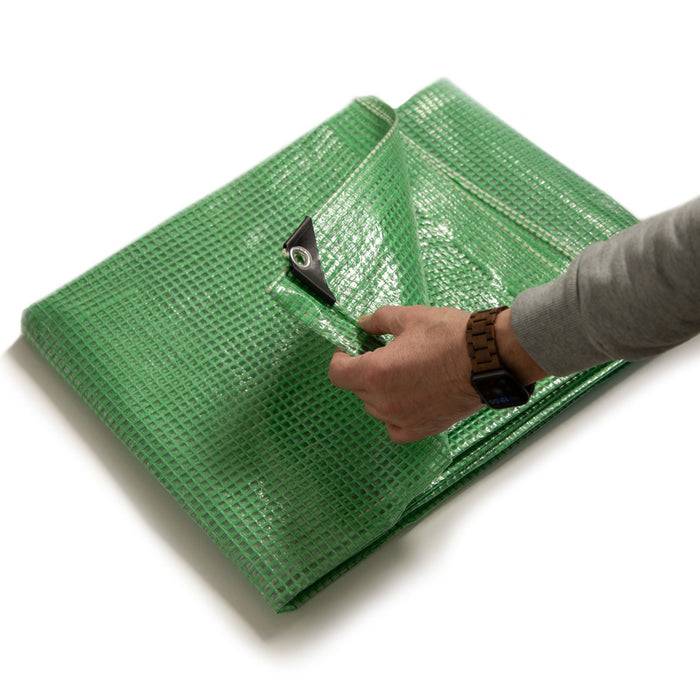 Casa Pura Gitter-Abdeckplane Leno - Extra reißfest - Wasserdichte Plane mit Ösen - 240 g/m² - Grün / 2 x 3 m