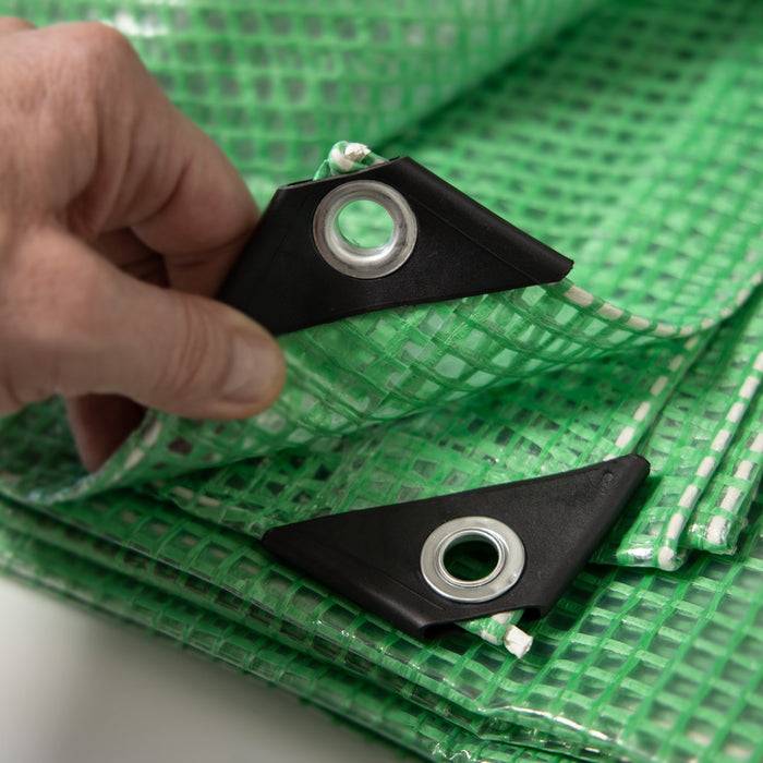 Casa Pura Gitter-Abdeckplane Leno - Extra reißfest - Wasserdichte Plane mit Ösen - 240 g/m² - Grün / 2 x 3 m