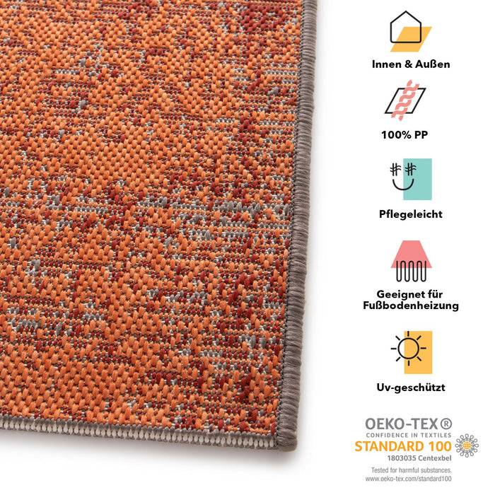 KARAT Outdoorteppich Cotton - Für den Innen- und Außenbereich geeignet - Rot - 80 x 150 cm