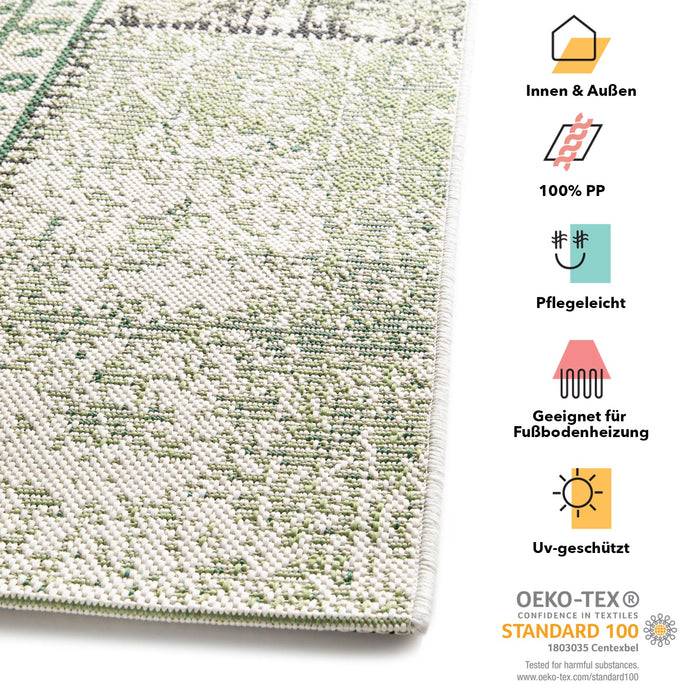 KARAT Outdoorteppich Cotton - Für den Innen- und Außenbereich geeignet - Grün - 80 x 150 cm