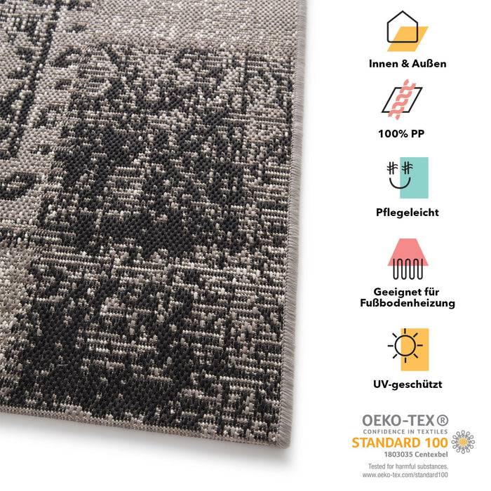 KARAT Outdoorteppich Cotton - Für den Innen- und Außenbereich geeignet - Grau - 200 x 290 cm