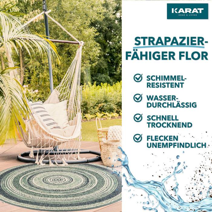 KARAT Outdoorteppich Zoe - Für den Innen- und Außenbereich geeignet - Rund - Blau - Ø 120 cm