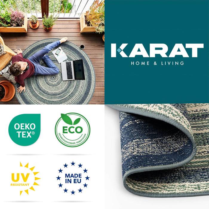 KARAT Outdoorteppich Zoe - Für den Innen- und Außenbereich geeignet - Rund - Blau - Ø 120 cm