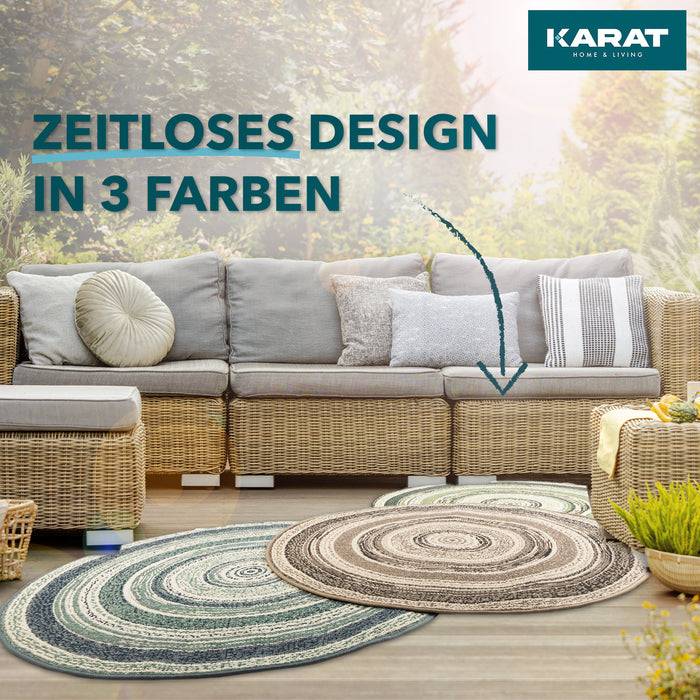 KARAT Outdoorteppich Zoe - Für den Innen- und Außenbereich geeignet - Rund - Blau - Ø 120 cm
