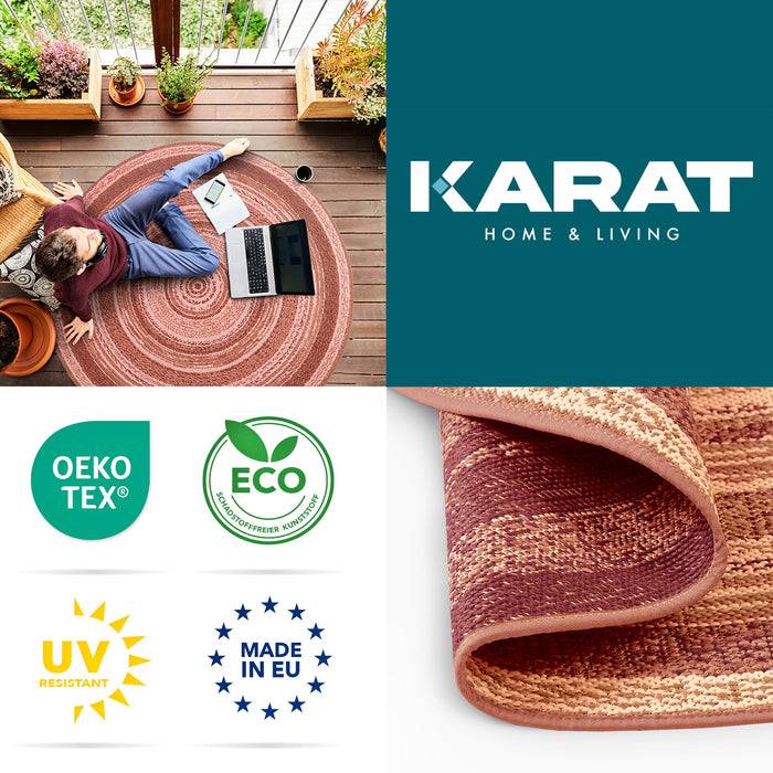 KARAT Outdoorteppich Zoe - Für den Innen- und Außenbereich geeignet - Rund - Terra - Ø 120 cm
