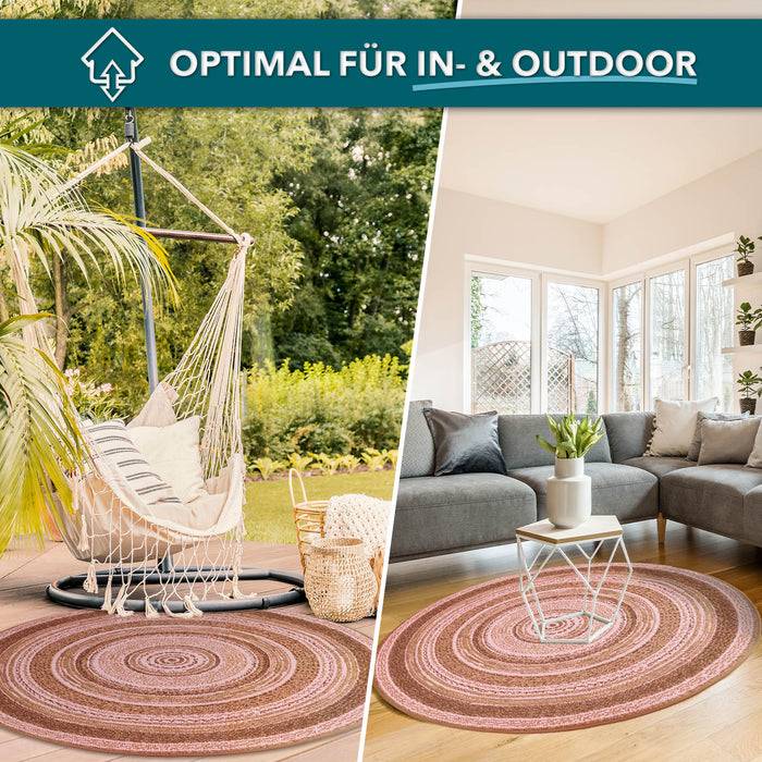KARAT Outdoorteppich Zoe - Für den Innen- und Außenbereich geeignet - Rund - Terra - Ø 120 cm