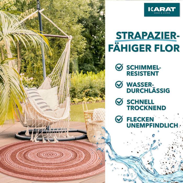 KARAT Outdoorteppich Zoe - Für den Innen- und Außenbereich geeignet - Rund - Terra - Ø 120 cm