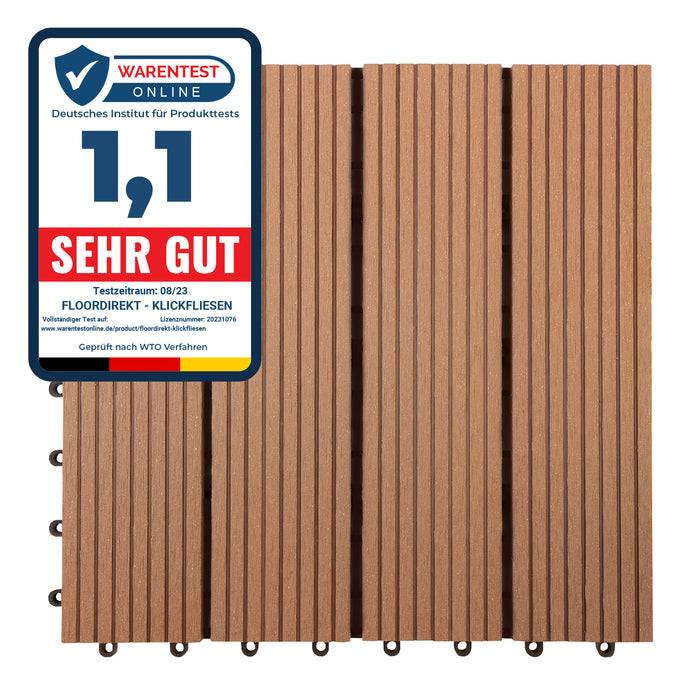 FLOORDIREKT Klickfliesen Royal - WPC-Terrassendielen - Hellbraun - 30 x 30 cm
