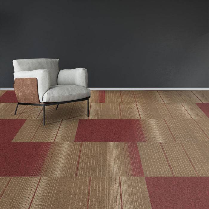 FLOORDIREKT Teppichfliesen Sheffield - Robust und Pflegeleicht - Rutschhemmende Rückseite - 50 x 50 cm - Rot