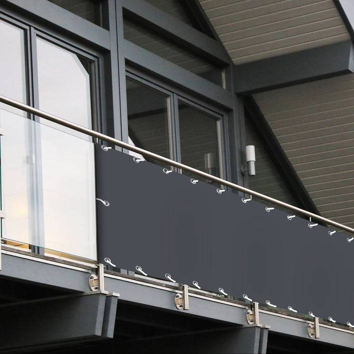 FLOORDIREKT PVC-Balkonsichtschutz - Sicht- & Windschutz - Inklusive stabiler Metallösen & Befestigungsschnur - Anthrazit - 90 x 600 cm