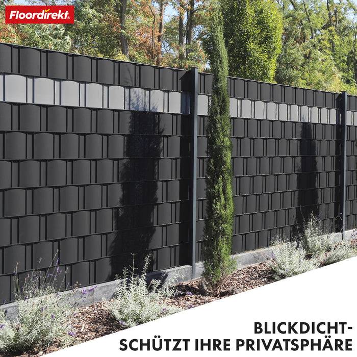 casa pura PVC Sichtschutzstreifen | Für Gittermatten-Zäune | Anthrazit | 19 x 35 m