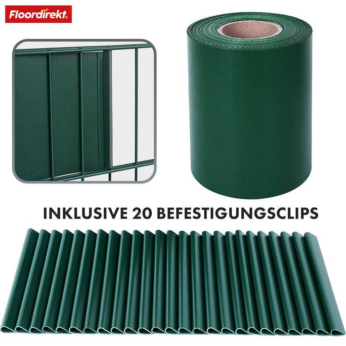 casa pura PVC Sichtschutzstreifen | Für Gittermatten-Zäune | Grün | 19 x 35 m