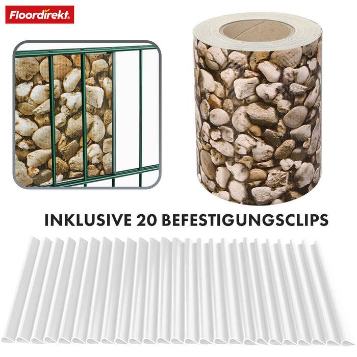 casa pura PVC Sichtschutzstreifen | Für Gittermatten-Zäune | Kies-Optik | 19 x 35 m