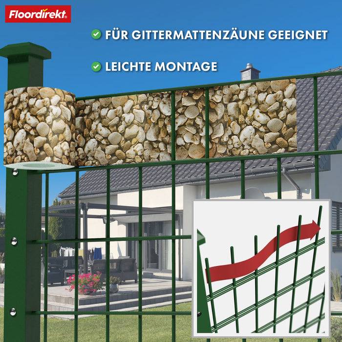 casa pura PVC Sichtschutzstreifen | Für Gittermatten-Zäune | Kies-Optik | 19 x 35 m