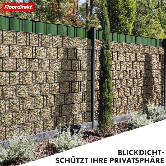 casa pura PVC Sichtschutzstreifen | Für Gittermatten-Zäune | Kies-Optik | 19 x 35 m
