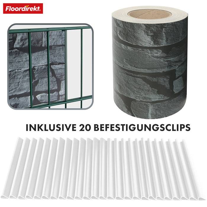 casa pura PVC Sichtschutzstreifen | Für Gittermatten-Zäune | Merkur | 19 x 35 m