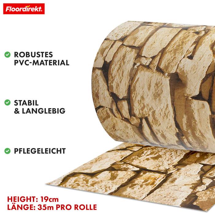 casa pura PVC Sichtschutzstreifen | Für Gittermatten-Zäune | Sandstein-Optik | 19 x 35 m