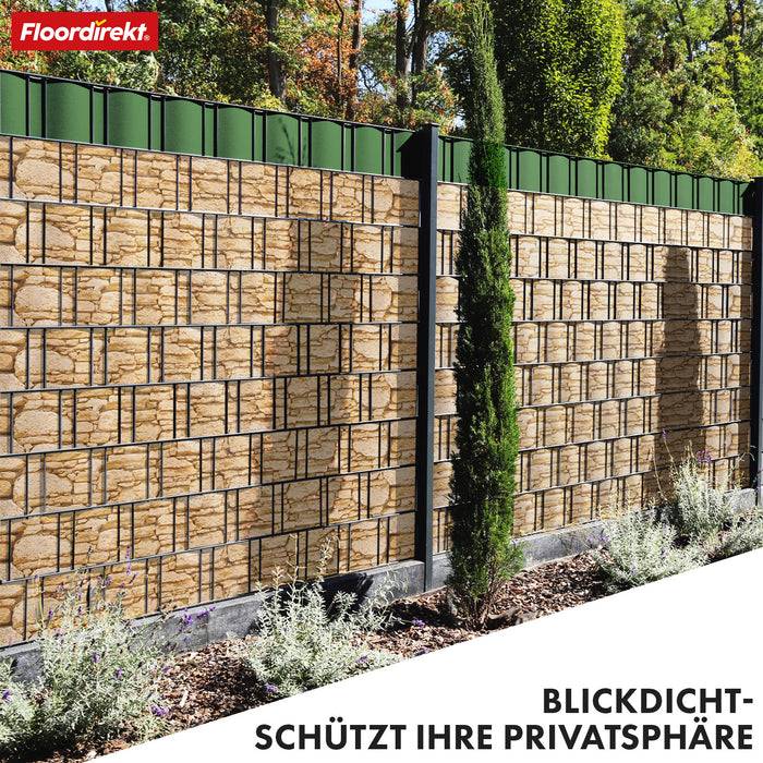 casa pura PVC Sichtschutzstreifen | Für Gittermatten-Zäune | Sandstein-Optik | 19 x 35 m