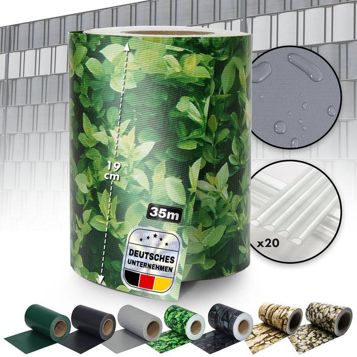 casa pura PVC Sichtschutzstreifen | Für Gittermatten-Zäune | Buchsbaum-Optik | 19 x 35 m