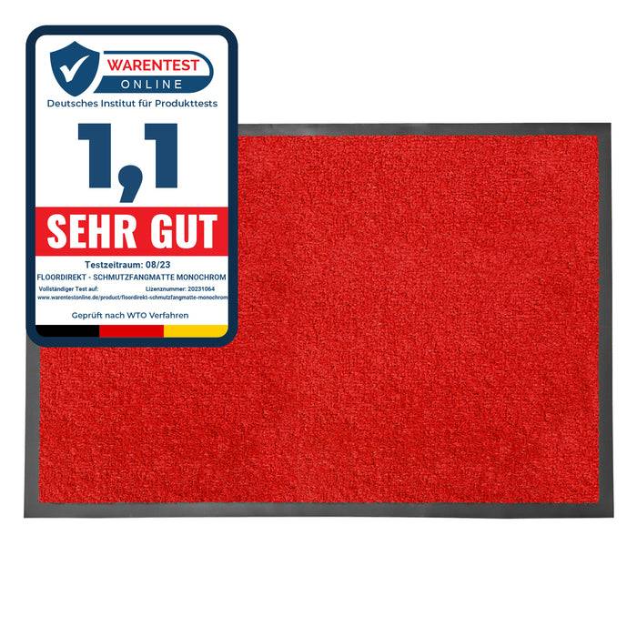 FLOORDIREKT Schmutzfangmatte Monochrom – Antistatisch & Rutschfest – Rot – 120 x 180 cm