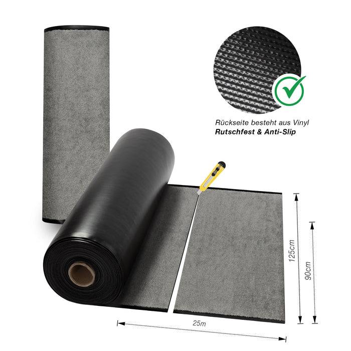 Vinyl-Rolle mit strukturierter Rückseite, gekennzeichnet als „Rutschfest