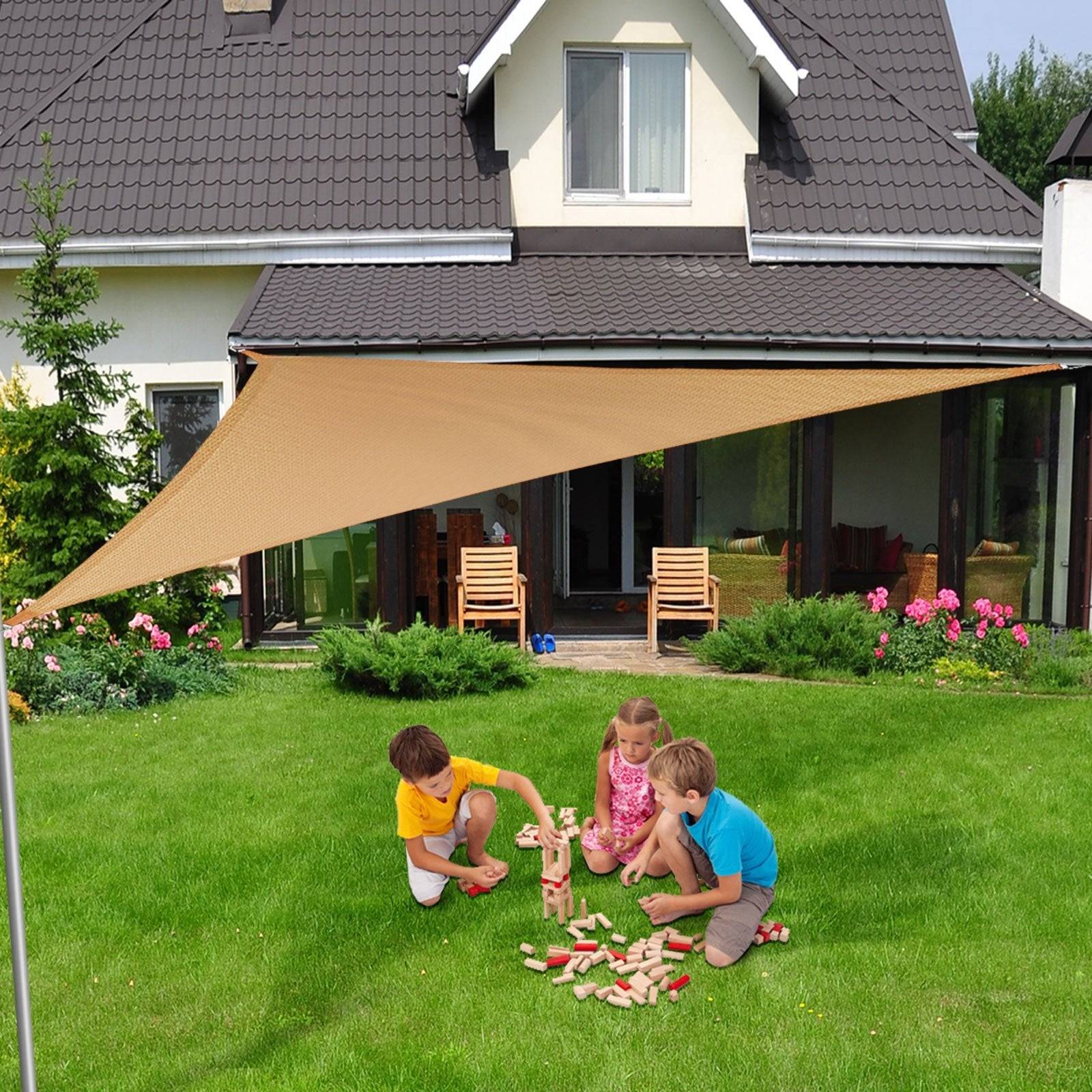 casa pura Atmungsaktives Sonnensegel | Sand | 4,2 x 4,2 x 6m