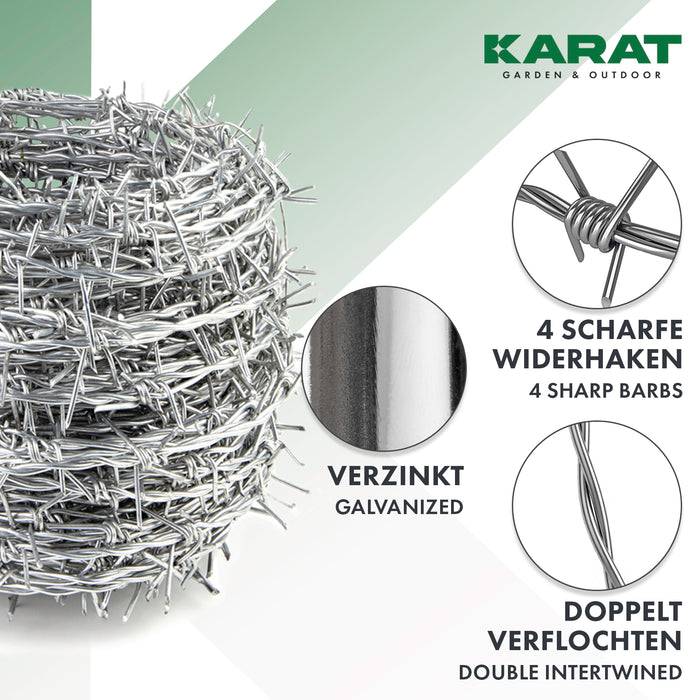 KARAT Stacheldraht - 50 m - Stärke: 1,7 mm - Grün