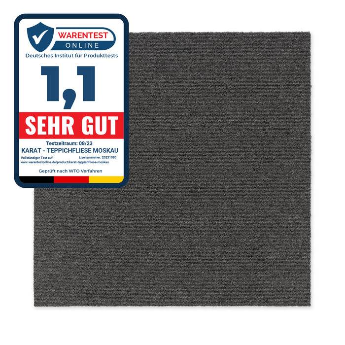 FLOORDIREKT Teppichfliesen Moscow - Aus pflegeleichtem Schlingenflor - Ideal für Büro, Wohn- oder Kinderzimmer - 50 x 50 cm - Grau
