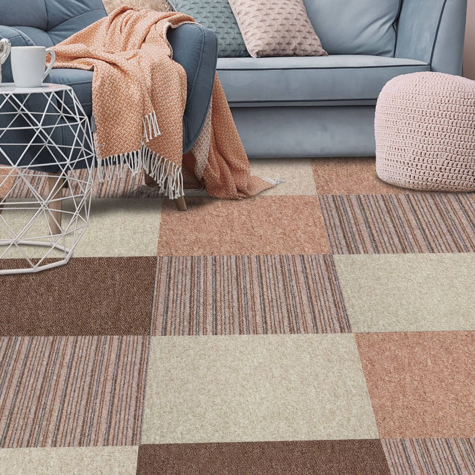 Karat Teppichfliesen Vienna | Selbstliegend | Schlingenpol | 50x50 cm | Beige 93