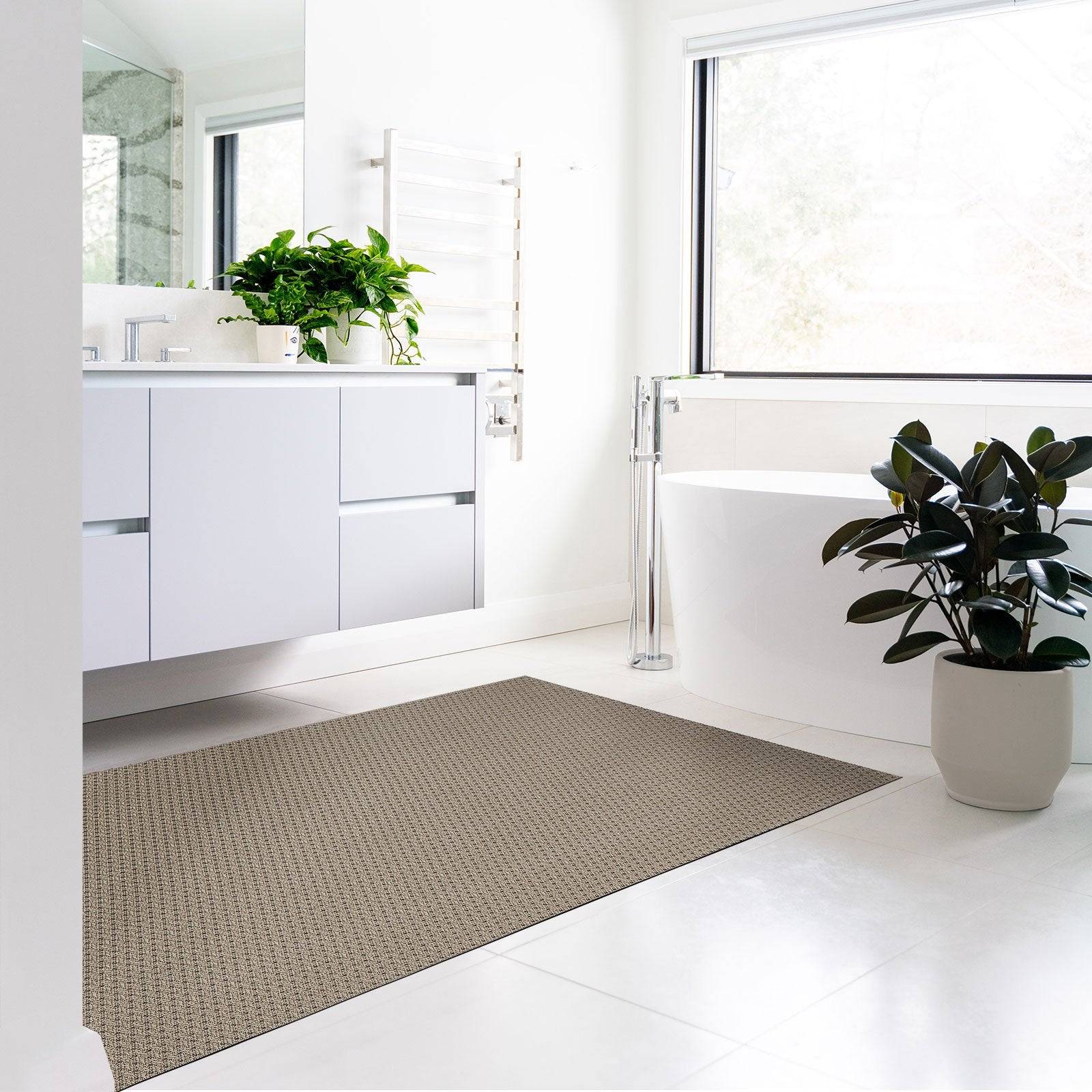 FLOORDIREKT Vinyl-Badteppich - Wasserundurchlässige & rutschfeste Badematte - Aus langlebigem Vinyl - 60 x 90 cm - Pavia