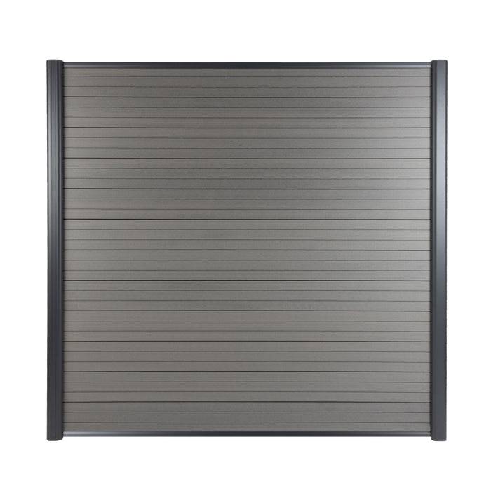 FLOORDIREKT WPC Zaun - Robuster & Witterungsbeständiger Sichtschutz - Mit Aluminium-Pfosten - 180 x 180 cm - Grau