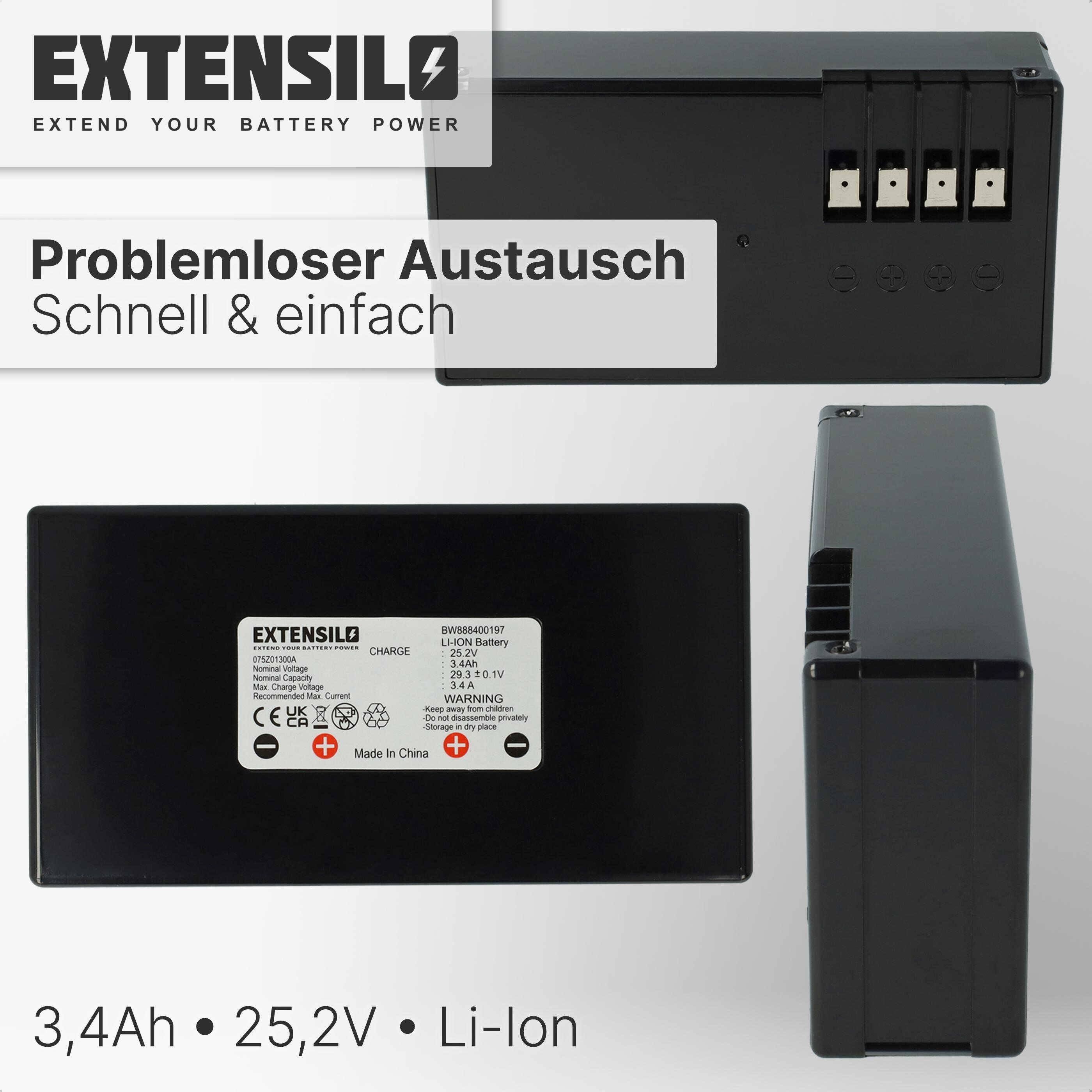 EXTENSILO Akku Ersatz für Zucchetti 075Z61700A für Rasenroboter Rasenmäher (3400mAh, 25,2V, Li-Ion)