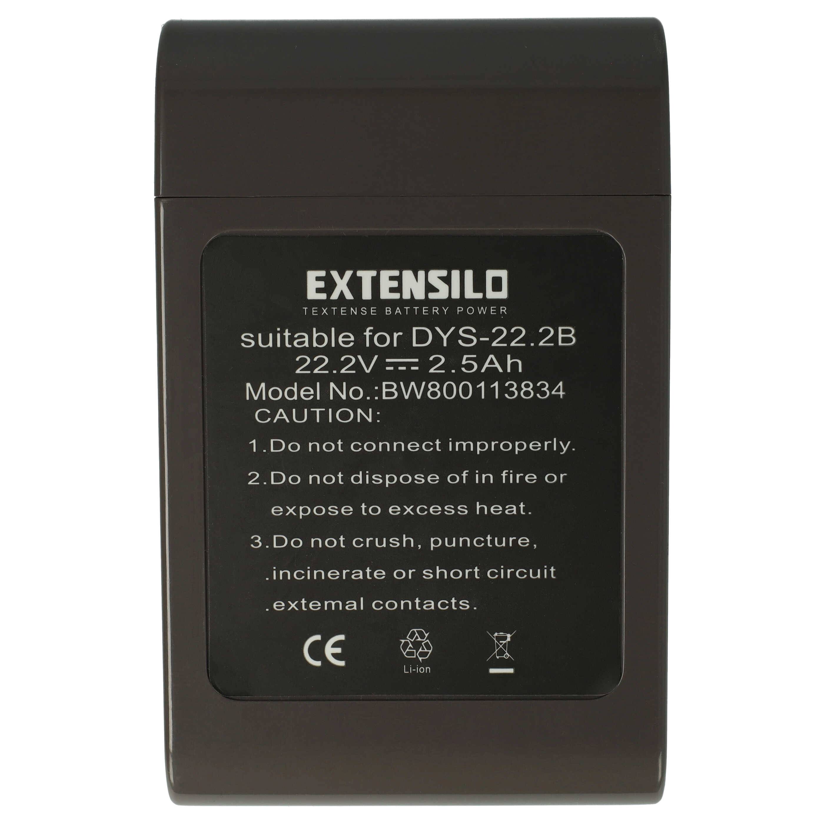 EXTENSILO Akku kompatibel mit Dyson DC35 Multi Floor, DC44 Animal Fuchsia Staubsauger - Typ A Grau (2500 mAh, 22,2 V, Li-Ion)