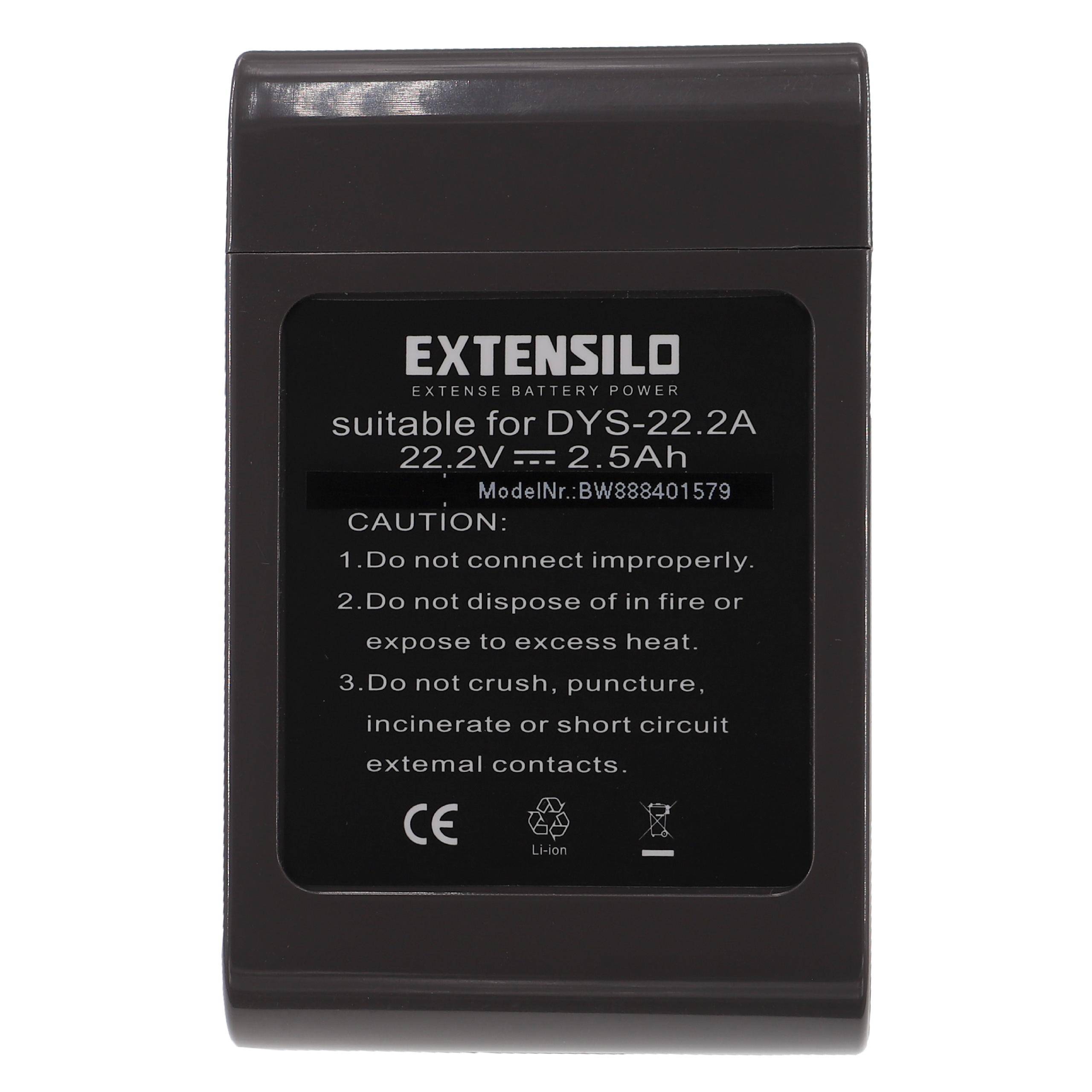 EXTENSILO Akku Ersatz für Dyson 917083-01, 917083-07, 965557-03, 17083-3511, 202932-02 für Staubsauger Schwarz (2500 mAh, 22,2 V, Li-Ion)