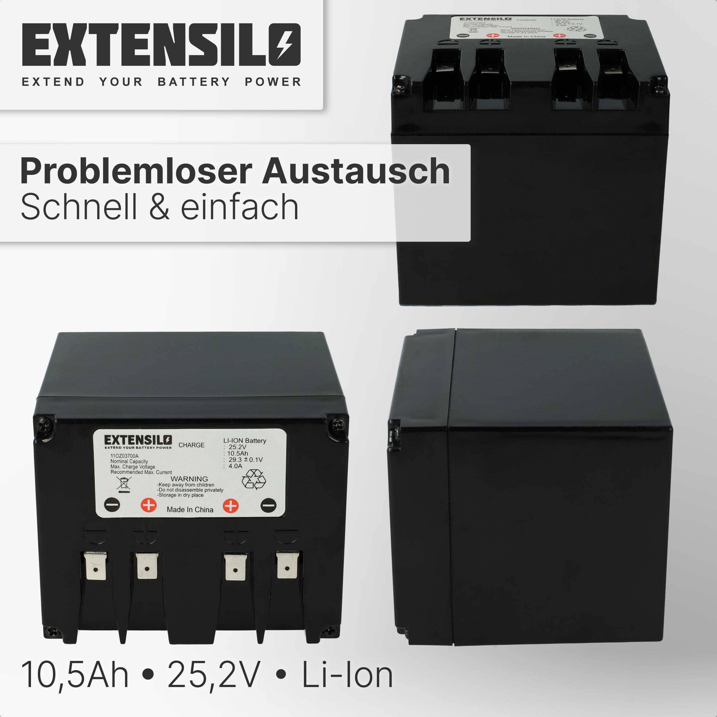 EXTENSILO Akku kompatibel mit Ambrogio L200 Deluxe 2B, L200 Carbone, L200 Basic, L200 Deluxe 1B, L200 Deluxe Rasenmäher (10500mAh 25,2V Li-Ion)