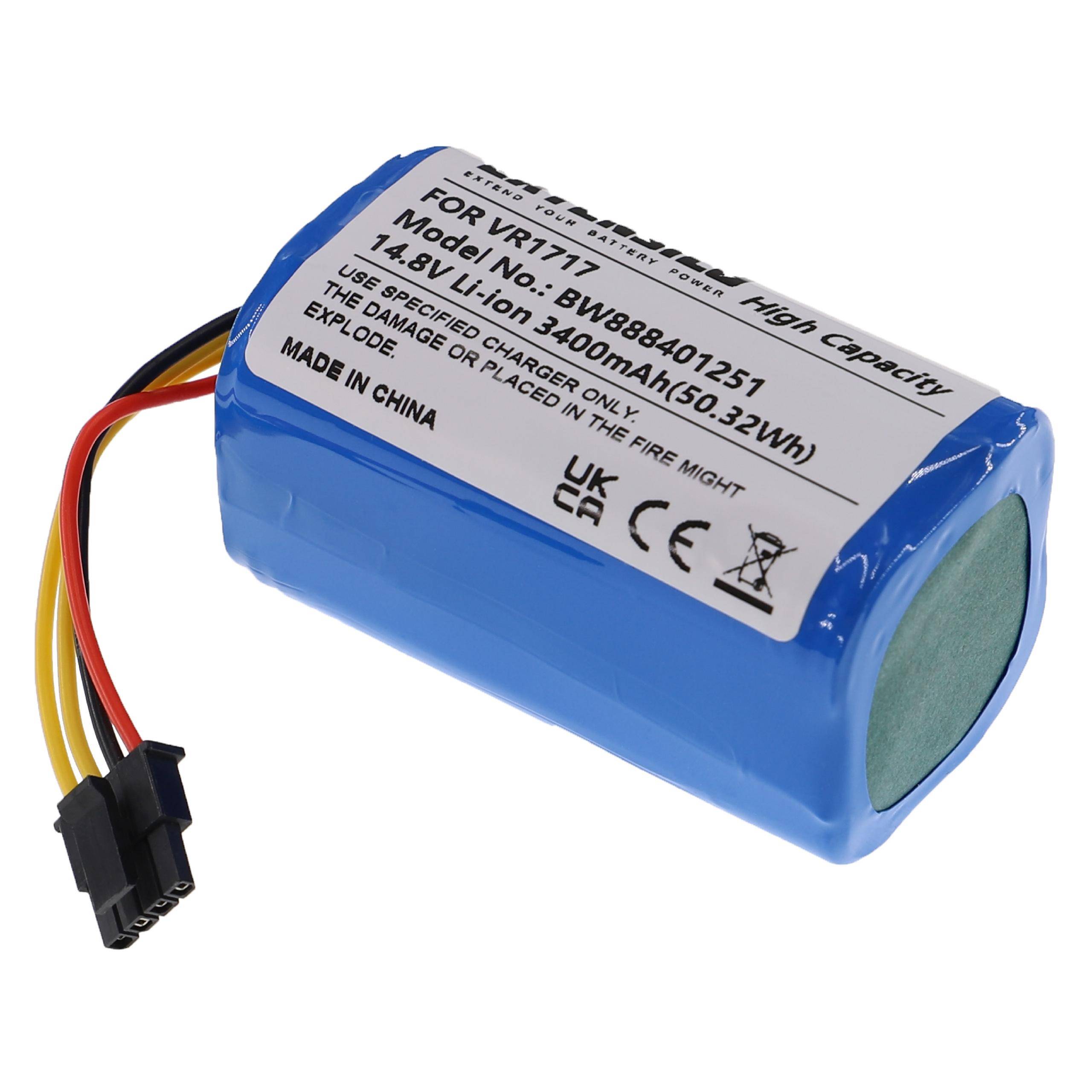 EXTENSILO Akku kompatibel mit Sencor SRV X250, SRV 9250, SRV 9250BK, SRVX250, SRV 9200, SRV9250, SRX1002 Staubsauger (3400 mAh, 14,8 V, Li-Ion)