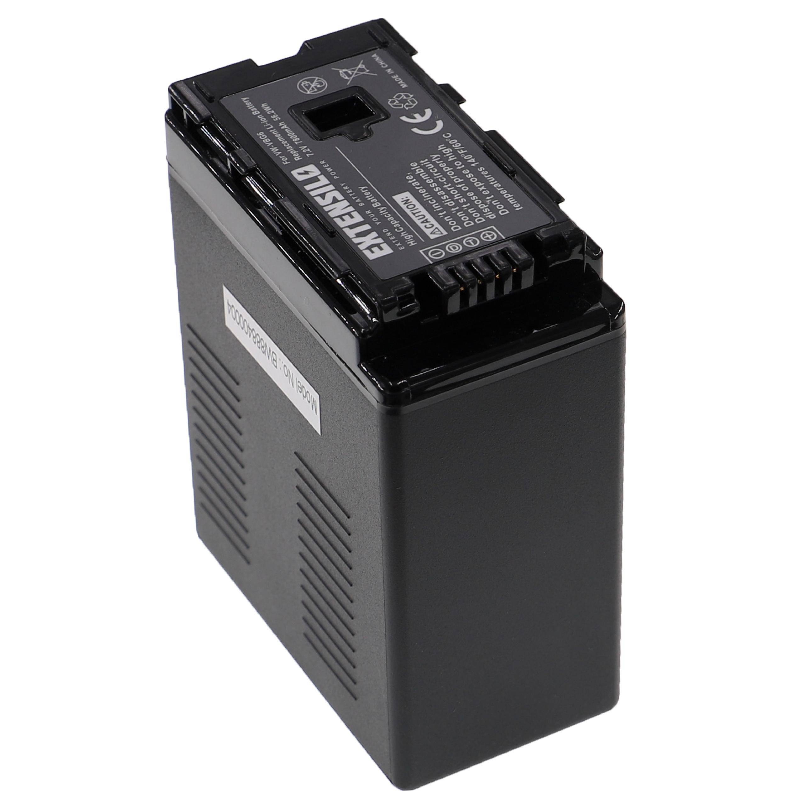 EXTENSILO Akku kompatibel mit Panasonic HDC-DX3, HDC-DX1-S, HDC-DX1GK, HDC-DX1EG-S, HDC-DX1, HDC-HS100 Kamera (7800 mAh, 7,2 V, Li-Ion)