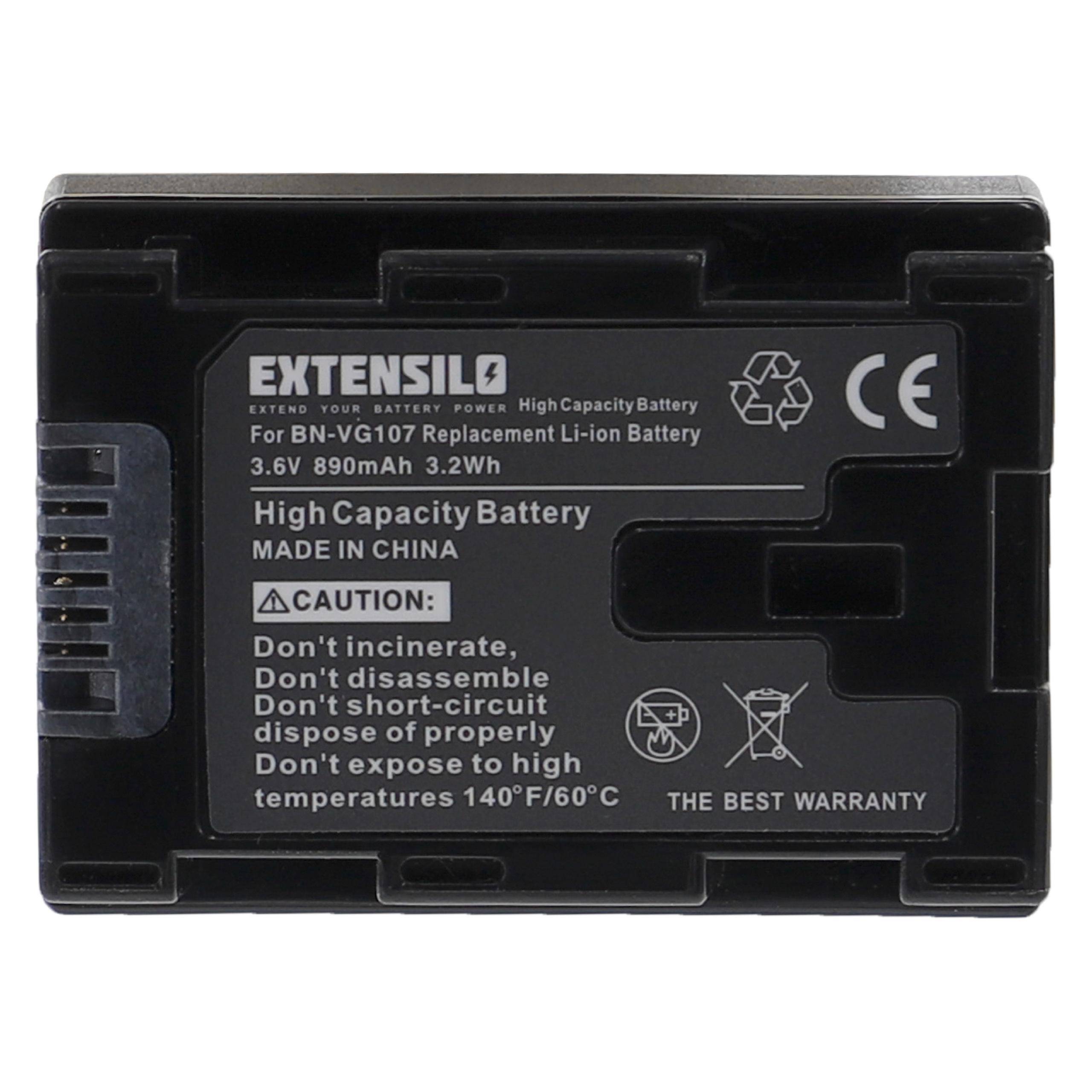 EXTENSILO Akku Ersatz für JVC BN-VG108U, BN-VG108USM für Kamera (890 mAh, 3,6 V, Li-Ion)