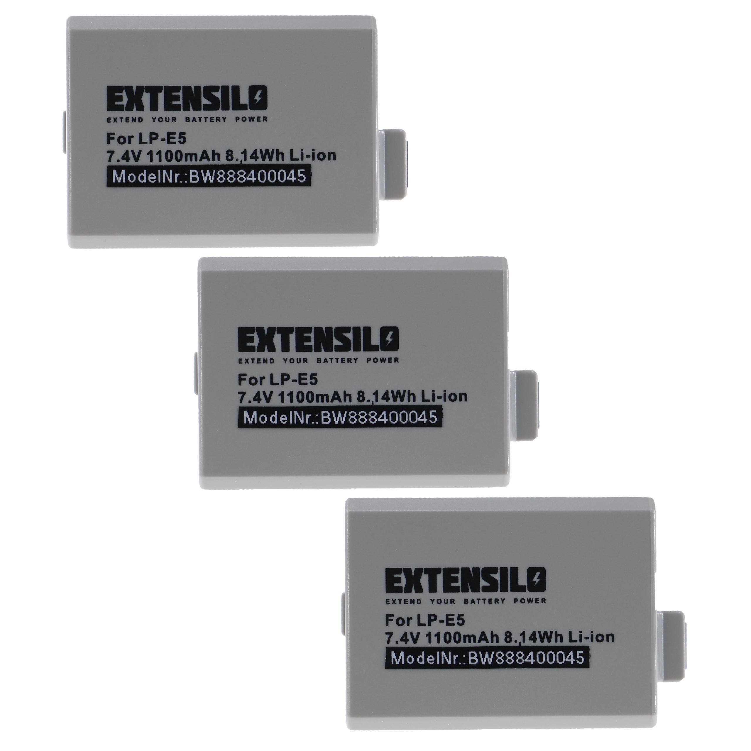 Drei graue Extensil-Batterien mit der Beschriftung 